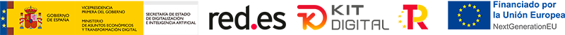 Logotipos gobierno de españa, red.es, kit digital, TR, financiado por la unión europea